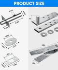 Hidden Pivot Door Hinge Set For Wood Doors And Secret Bookcases Heavy Duty Stainless Steel 360 Degree Rotation With Simple Lock Includes Accessories For Murphy Bookcase And Large Doors showing dimensions and components