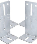 Four Pack Heavy Duty Garage Door Track Jamb Brackets Made From 12 Gauge Galvanized Steel For Ultimate Reinforcement, Fits Most Doors Up To Two Inches Thick, Pre Cut With Slots For Quick No Drill Install, 102mm, shown in close-up view.