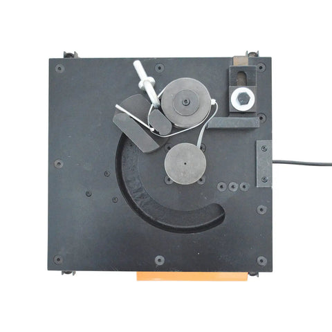 Top view of Gutsy 110V 1700W Electric Rebar Bender with copper drive and adjustable steel bending components.