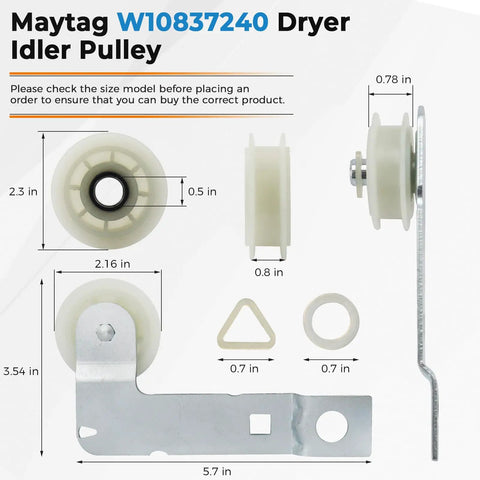 Upgraded Dryer Drive Belt Kit With Idler Pulley And Pulley Kit 661570V 661570 279640 W10837240 Easy Install components image