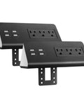 Totally Slick Two Pack Desk Edge Mount Power Strip With Four USB Ports And Three AC Outlets For Home Office Computer Setup featuring sleek black design.