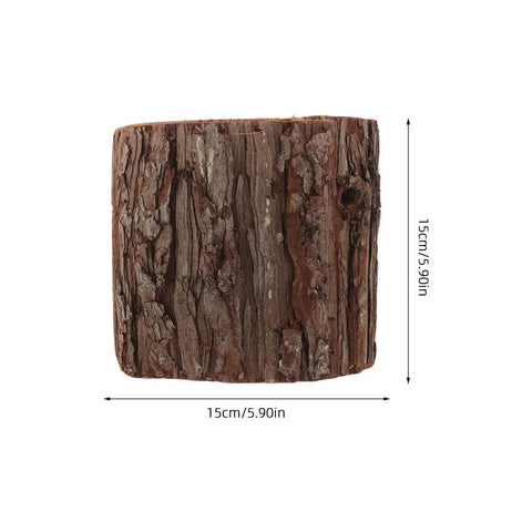 Six Inch Faux Wood Tree Stump Display Stand For Indoor Plants Knockout Rustic Farmhouse Vase Holder Dead On Weathered Bark Finish Killer Earthy Wood Texture Total Home Glow Up