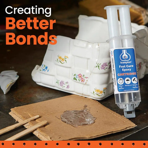 Fast Cure Epoxy Kit Workhorse With 1 To 1 Mix Quick 10 Minute Set And 30 Minute Full Cure Waterproof 2 Part Glue on a table