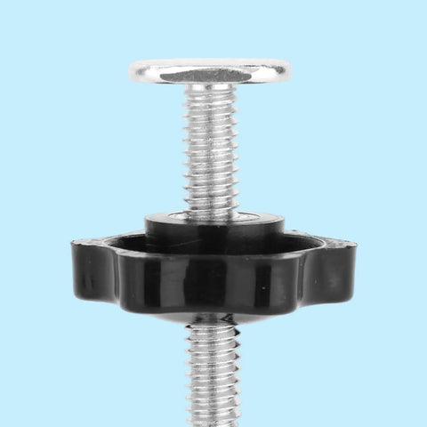 Pro Grade T Track Knob Kit Set with Plastic Star Knob and Quarter Inch by Twenty Threads Bolt against blue background