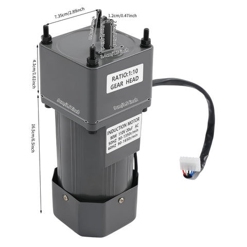 90W Variable Speed AC Gear Motor With 110V Single Phase Power 0-135 RPM Output 10K High Torque Includes Speed Controller And Gear Box