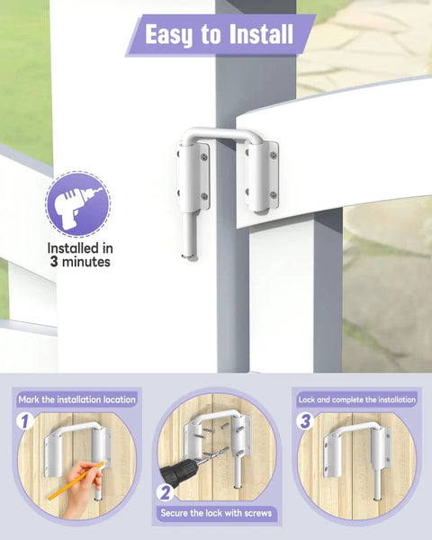 Installation guide for Multi Angle Sliding Door Loop Lock For Barn Doors, Windows, Closets, Fences And Sheds, White
