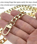 Close-up of gold chain with 34mm Swivel Lobster Clasp Set For One Handed Operation With Smooth Locking Motion Zinc Alloy Gold Finish