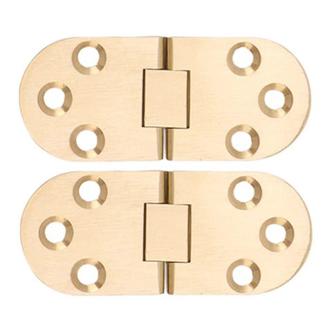 180 Degree Brass Folding Table Hinge CNC Machined Solid Brass Construction With Gold Finish detail and screw holes visible