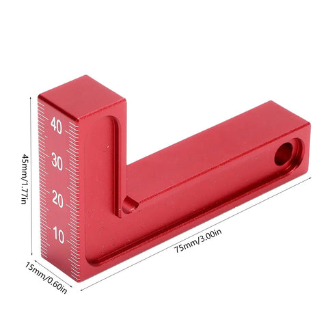 Dead True 90 Degree Positioning Square Aluminum Alloy Right Angle L Shaped Layout Tool Zero Play Gauge For Cabinet Carpentry And Tough Diy Builds Red, 75x45mm size.