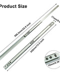 Beefy 13.5 Inch Metal Drawer Slides 2 Pack Full Extension Two Way Ball Bearing Side Mount Rails In Silver Steel dimensions