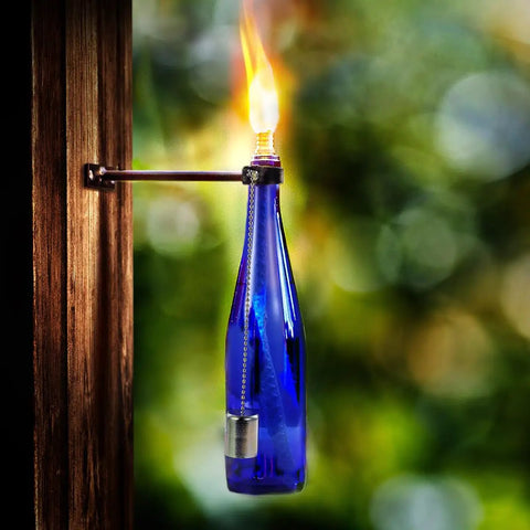 Wine Bottle Torch Kit For Outdoor Patio Lighting Wall Mount Holder With Wick Whiskey Bottle Torches Hardware Kit DIY Porch Decor