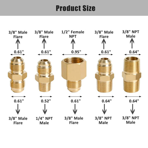 10 Ft High Pressure Propane Extension Hose With Steel Braided Line And 3/8 Flare Fittings Conversion Couplings Kit fittings sizes