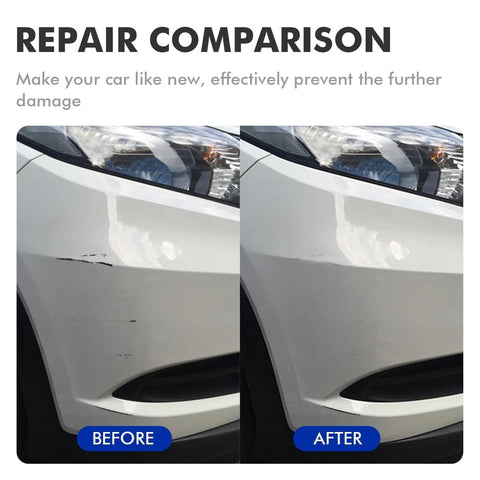 Before and after repair using Pearl White Tricoat Touch Up Paint For Nissan Vehicles Fix Scratches And Rust Prevention