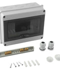 Dang Tough Surface Mounted Distribution Box With Eight Circuit Slots Hella Weatherproof Ip65 Rating Heavy Duty Abs Housing For Indoor And Outdoor Electrical Jobs No Sweat Pre Drilled Wall Mounting Kit with accessories.