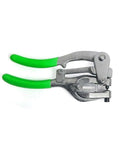 Heavy duty punch tool with green grips, part of 1 Ton Power Hole Punch Kit With 7 Die Sizes For Sheet Metal And DIY Repairs