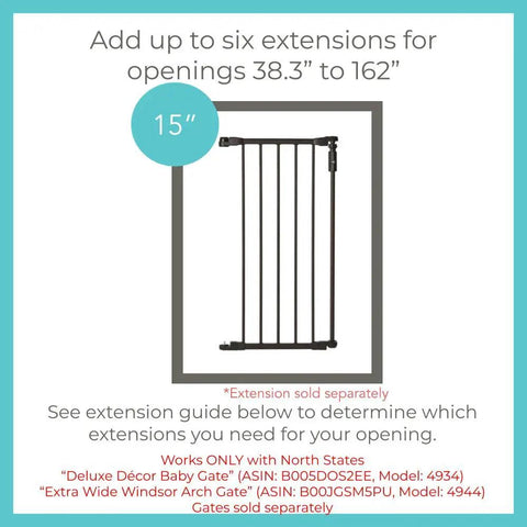 15 Inch Baby Gate Extension For Deluxe Decor Gate Adds Up To 6 Extenders To Fit Wider Openings 30 Inch Tall Matte Bronze Safety Accessory