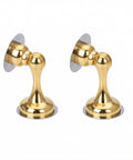Magnetic Door Stop 2 Pack Heavy Duty Stainless Steel No Drill Wall Or Floor Mount With 3M Tape Or Screws Strong Magnet Keeps Doors Open Full Round Head Golden Finish