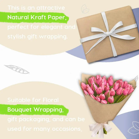 Heavy Duty Brown Kraft Paper Roll 17 8 By 1200 Feet Bulk Supply Straight Up Solid for gift wrapping and floral bouquet use.