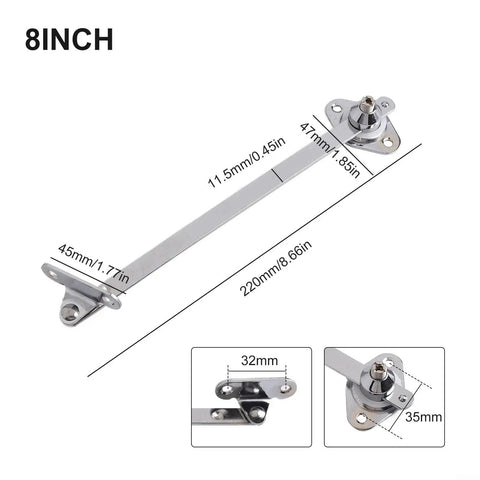 Rock Solid Cabinet Flap Stay Hinge With Down Drop Lid Support And Sliding Rail For Cupboard Doors, Iron And Zinc Alloy, 8 inch