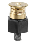 Rock Solid Brass Shrub Sprinkler Adapter With Adjustable Pattern Spray Nozzle for watering shrubs, features integrated filter.