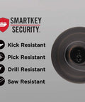 Tustin Entry Door Handle With Lock And Key Reversible Exterior Lever for Front Entrance SmartKey Security Features