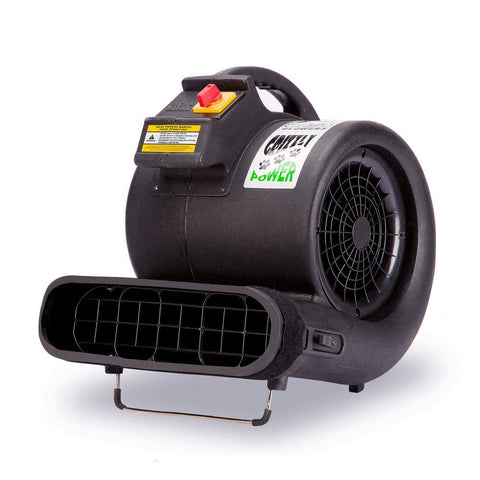 Grizzly Gp1 1 HP 3550 CFM Carpet Dryer and Floor Mover with durable poly housing and kickstand in black color.