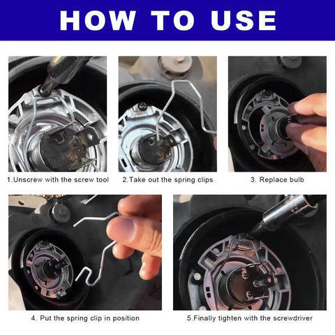 Installation steps using 9 Pack Stainless Steel Bulb Retaining Spring Clips For Headlights Universal Headlamp Clamp Retainers