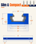 Diagram showing dimensions of Two Pack 12 Inch Aluminum Pro Grade T Track For Woodworking Jigs And Fixtures With Double Cut Profile.
