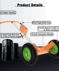 55 Gallon Drum Dolly With 16 Inch Pneumatic Tires Built Tough Heavy Duty Steel Hand Truck For 1000 Lb Loads All Terrain Mobility Four Wheel Drum Carrier For Warehouse Or Shop, product details view