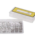 Premium Stainless Steel Watch Back Screws Replacement Kit 4023A Slot in clear compartment box with labeled sizes