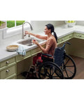 Single Bowl Drop-In Stainless Steel Kitchen Sink 25 By 21 Inches, built for ADA compliance in a wheelchair-accessible kitchen.
