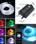 Bluetooth App Controlled LED Fiber Optic Star Ceiling Kit 16W RGBW Lights With 450 Fibers 6.5ft length, app interface, color modes