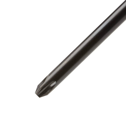 Close-up of Long Number Three Phillips High Torque Black Oxide Blade Screwdriver With Three Sided Grip For Max Torque And Fastener Leverage