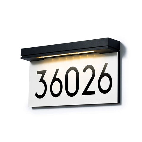 LED Illuminated Address Plaque With Solar Power For Home Exterior, 3000K Warm White Night Visibility shows house number 36026