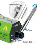 Heavy Duty Magnetic Lifter with Release Handle Permanent Lifting Magnet for Steel Plates and Scrap Metals 2204 Lb Capacity showing slanted block and handle.