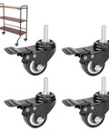 Heavy Duty Silent Polyurethane Swivel Caster Wheels With Threaded Stem And Dual Locking Brakes showing 4 wheels for smooth movement on all floors.