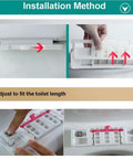 Installation method for Heavy Duty Soft Close White Square Toilet Seat With Quick Release Hinges, adjusting hinge placement.