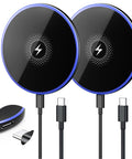 2 Pack Magnetic Wireless Charger Pads With 6ft Cable 15W Fast Charging Strong Magnetic Alignment Locks Your Phone In Place