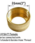 Brass Garden Hose Adapter 3/4 Inch GHT Female To 1/4 Inch NPT Male Swivel Connector, 2 Pack, Durable Brass Construction, Corrosion Resistant, Easy Fit For Outdoor Watering And Quick, Leak-Free Connections. 3/4" GHT female brass adapter, 26mm wide