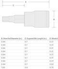 Diagram of Half Inch Drive Torx T40 Bit Socket With S2 Steel, showing dimensions and technical specifications.