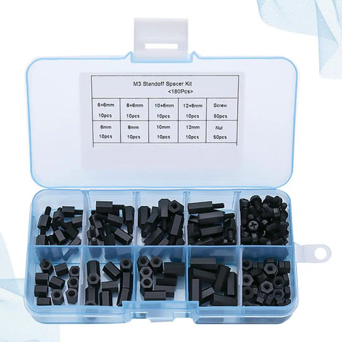 180 Piece Nylon Spacer Screw Standoff Kit With Plastic Storage Box For Diy Electronics Prototyping Anticorrosive Motherboard Spacers And Hex Spacers For Precise Durable Hardware Gear, M3 kit
