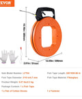 200 Ft Fiberglass Fish Tape For Electrical Wiring glides through tight cavities with a durable handle and flexible line.