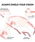 Pink OTG Safety Goggles That Fit Over Prescription Glasses, Anti Fog, ANSI Z87.1 Certified with side protection and silicone nose pad.