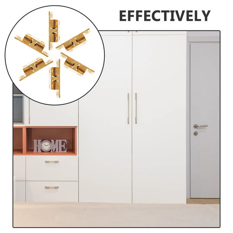 Brass Ball Catch For Wardrobe And Cabinet Doors, No Fuss Install Hidden Door Latch, shown used on white cabinet doors.