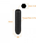 Heavy Duty Ball Point Set Screws M4 X 16mm High Carbon Steel Metric Spring Grub Screws with detailed dimensions.