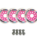 Grit Evo Outdoor Roller Hockey Wheels 76mm White Pink 4 Pack With Evo Spacers For 6mm Axles High Grip Street And Park Play