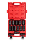 Beefy 14 Piece Deep Impact Socket Set For Three Quarter To One And Five Eighths Inch Drive In SAE CrMo Alloy Steel in red case