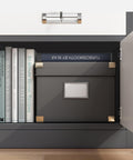 Blue Metal Office Storage Cabinet With Four Lockable Drawers And Adjustable Shelves featuring open shelf with books and box