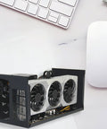 Heavy Duty Usb C External Gpu Dock Supporting Four Graphics Cards with three fans, metal chassis, and used for 4K video editing.