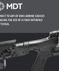 Fixed Stock Adapter For Hunting Firearm Interface Chassis, Adds 0.75 Inch Length Of Pull, Black Durable Build